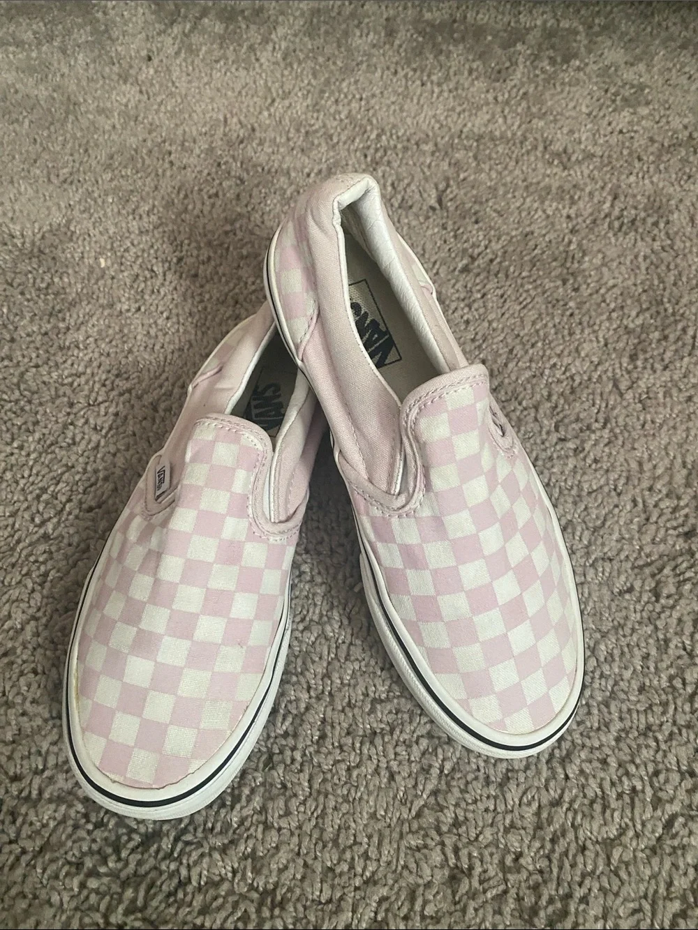 Vans off the wall low Kids Slip-On Checkerboard Sneakers - Light Pink/White